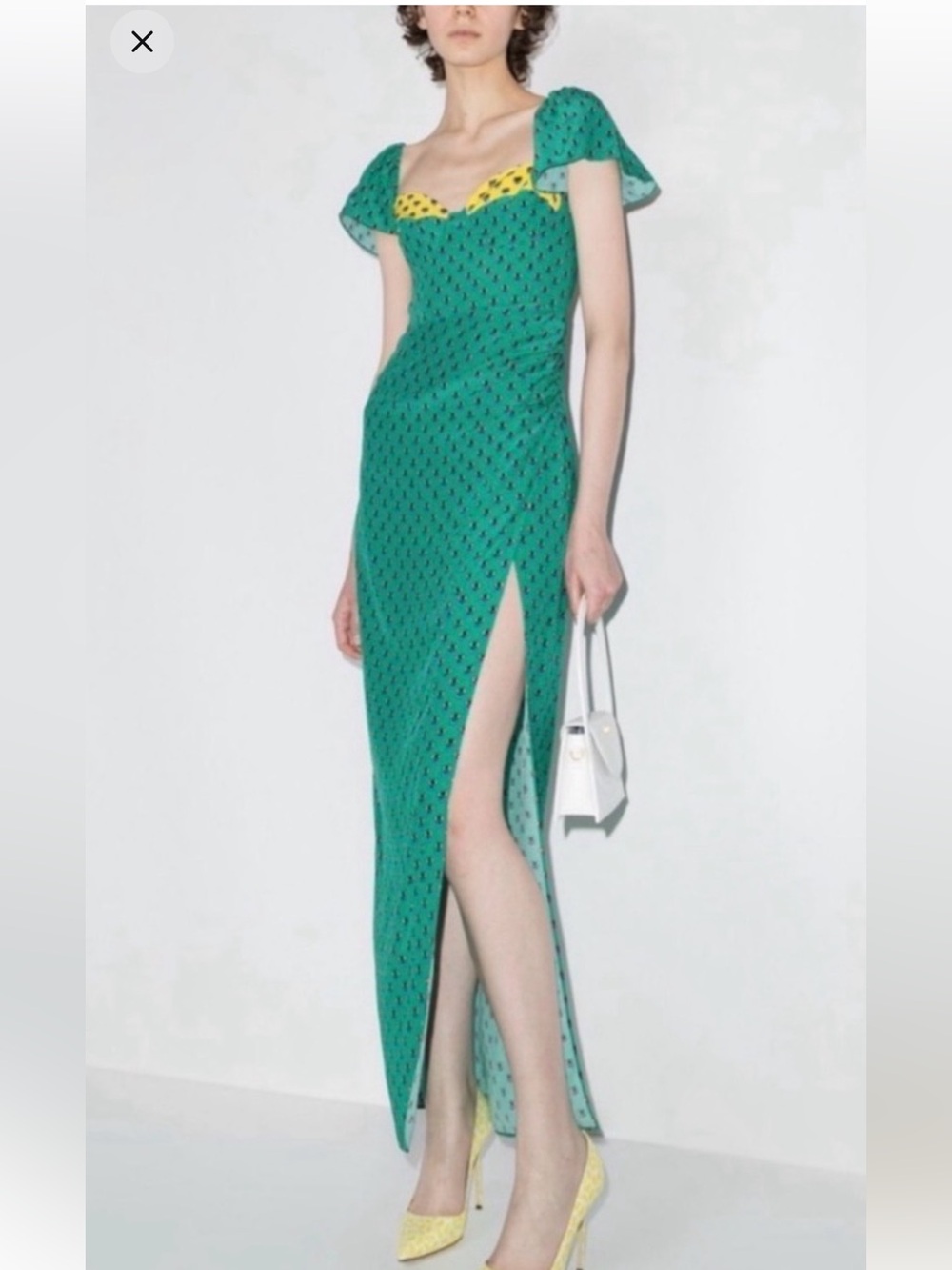 STAUD Green Maxi Skirt with High Side Slit